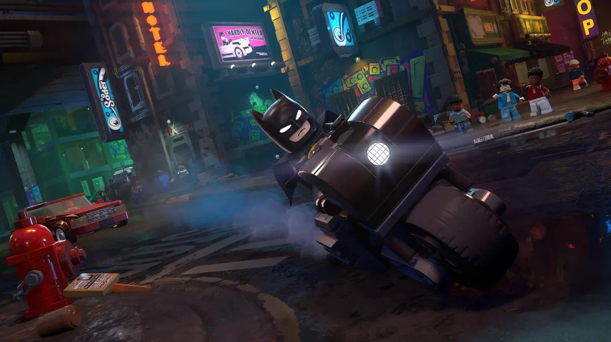 Batman com a Bat-Bike em LEGO Batman: Legacy of the Dark Knight