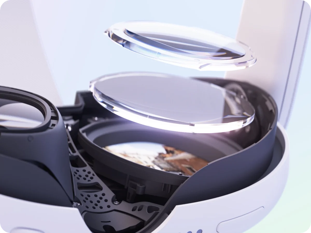 Detalhe oficial das lentes pancake do Meta Quest 3